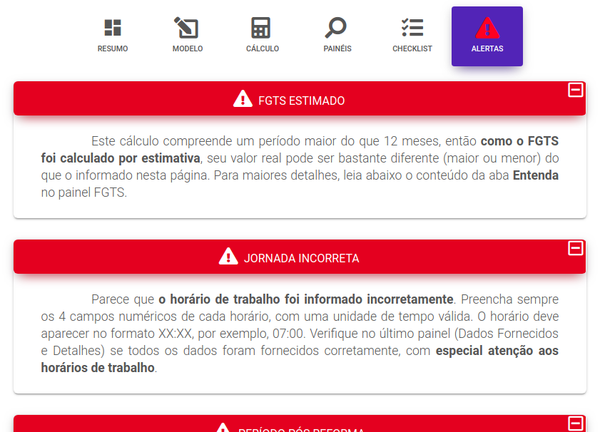 Exemplo de alerta