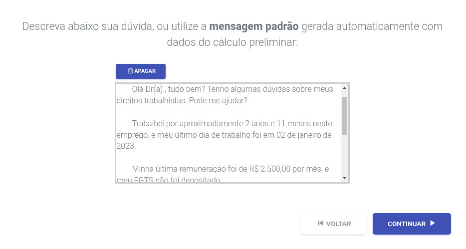 Mensagem padrão