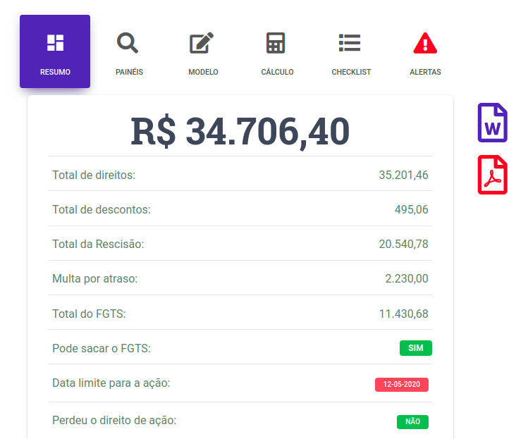 Exemplo de resultado do Gerador de Petições