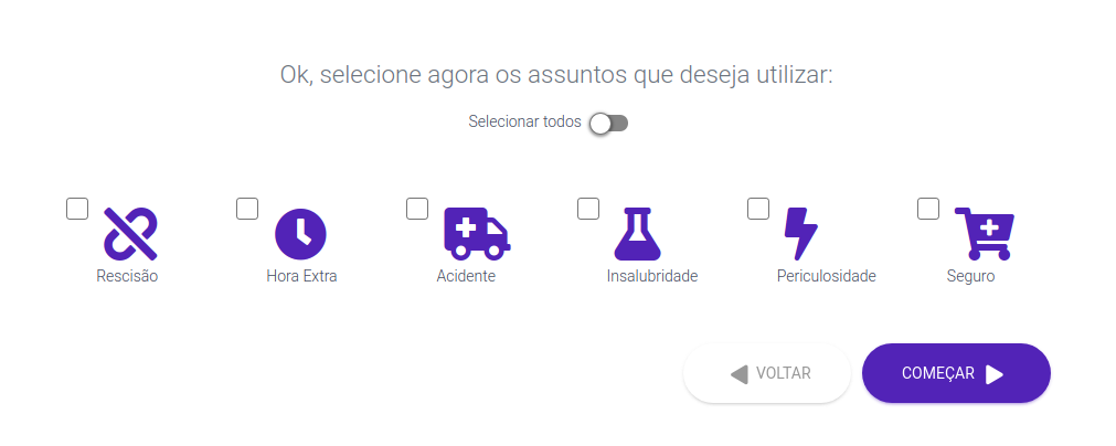 Exemplo de página intermediária