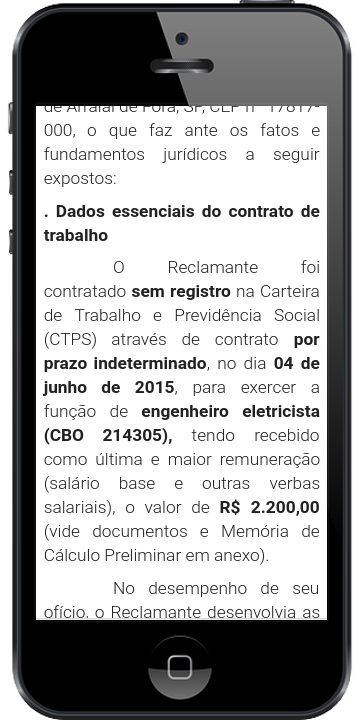 Exemplo de resultado do site Valor do Trabalho