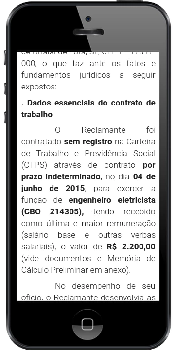 Exemplo de resultado do site Valor do Trabalho