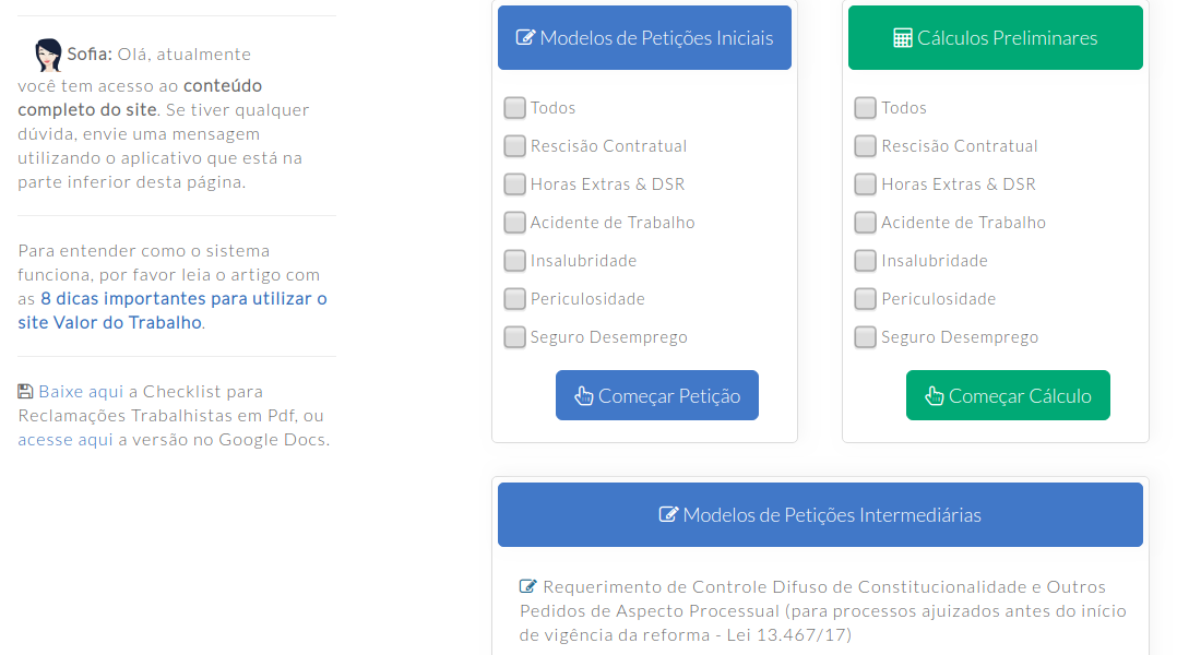 Tela inicial antiga